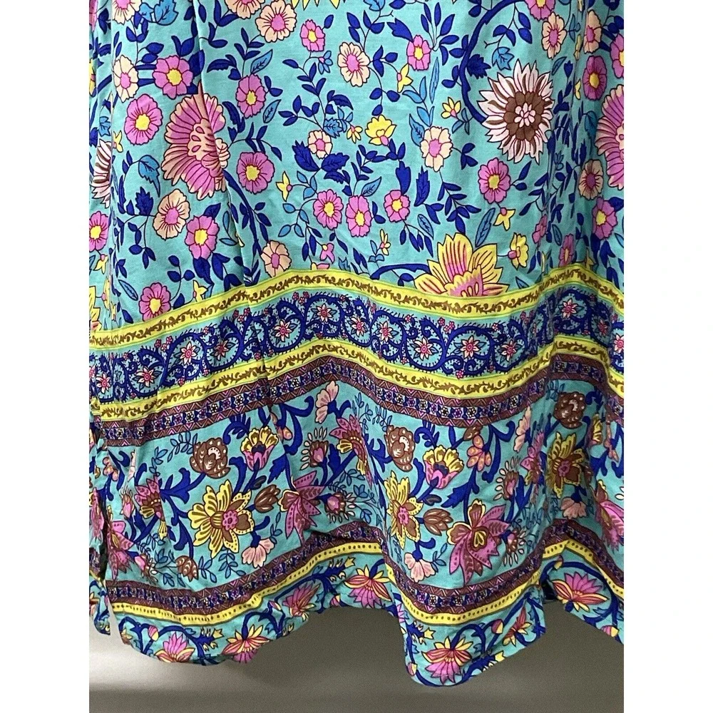 Women's Floral Dress Size L Boho Hippie Cottagecore Beachie Fairy Gypsy Tassels - Picture 3 of 6